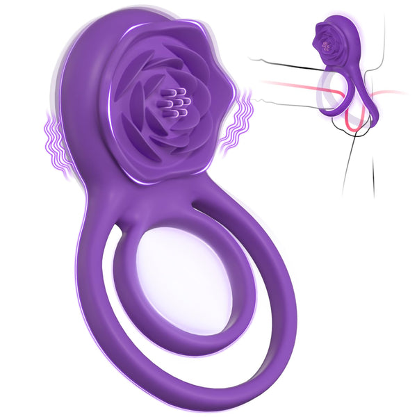 7 Vibrating Modes Cock Penis Ring with Clitoral Stimulator for Couple