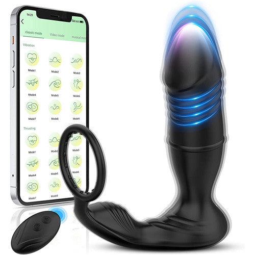 Smart App & Remote Control 9 Thrusting & 9 Vibrating Anal Sex Toy - Delightor